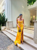 Abito Soleil – Lungo in Raso con Corsetto Gioiello