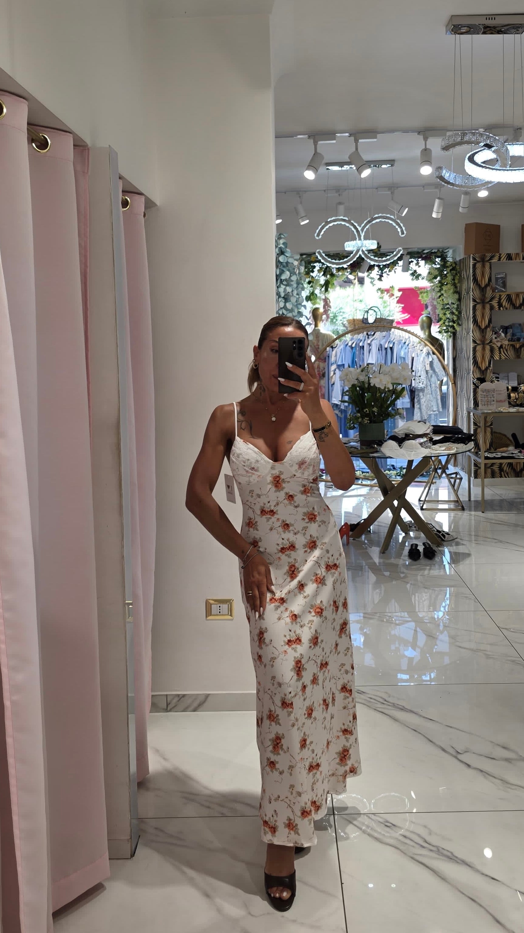 Abito Conchiglia Bloom in Lycra a Fantasia Floreale