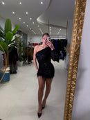 Mini dress piume e pailettes